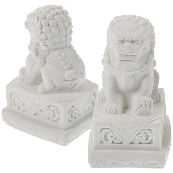 GOOHOCHY 2 Pcs Stone Lion Ornament Small Living Space Decoration Chic Office