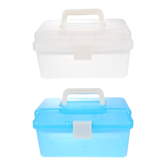 WEUVEB Storage Box for Nail Supplies Manicure Tools Storage Box Plastic 2Pack Back to School