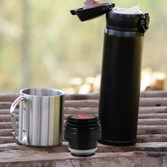 GOOHOCHY  2 Pcs Tal Water Bottle Lid Replacement Insulated Steel Travel Black