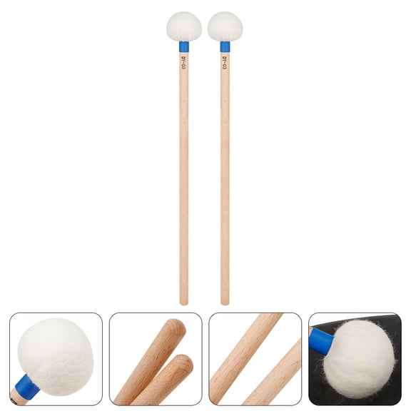 GOOHOCHY  2 Pcs Timpani Sticks Wool Felt Drum Accessories Mallets Blue