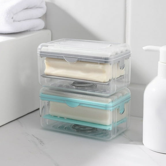 GOOHOCHY 2-Pack Travel Soap Containers with Marble Design, PP Material Soap Dish Holder for Bathroom and Travel