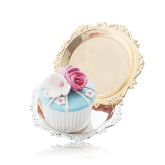 Mobutofu 2Pcs Metal Fruit Tray Assorted Colors European Style Snack Cake Plate for Home Decor