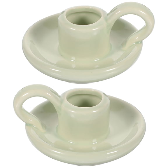 GOOHOCHY 2 Pcs Votive Candle Holders Ceramic Candle Holder 8.50X7.00X4.50CM Light Green