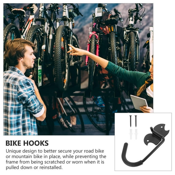 FUTUREORYY Garage Hooks For Hanging Ladder Bike Hook Steel 2Pcs For Mountain Bike 7.9X4.3X0.8In