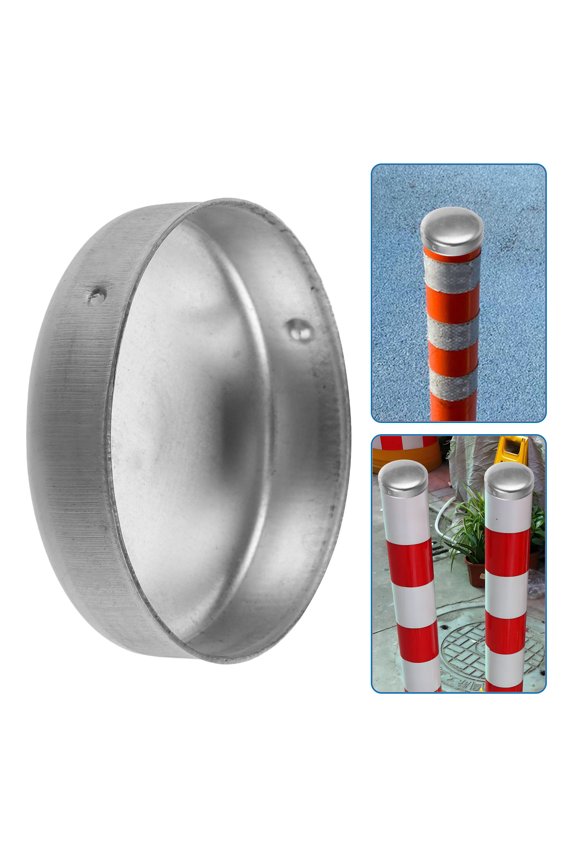 GOOHOCHY  2 Pcs Warning Column Cap Fence Post Toppers Galvanized Steel Silver