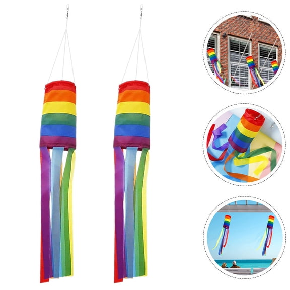 GOOHOCHY 2 Pcs Windsock Flags for Outdoor Hanging Decorations Colorful