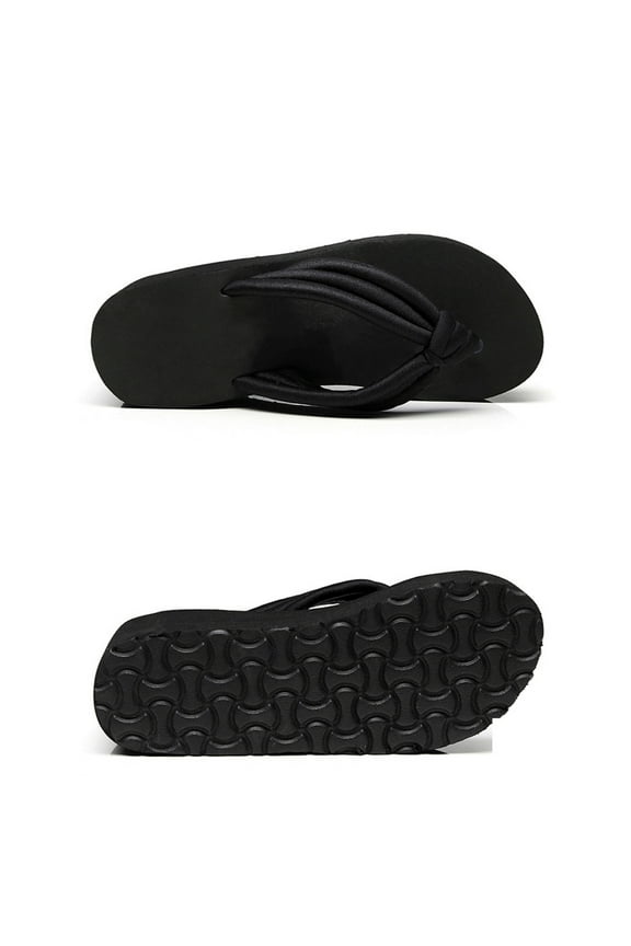 2 Pieces Foam Wedge Sandals High Heel Slippers Solid Color Knot