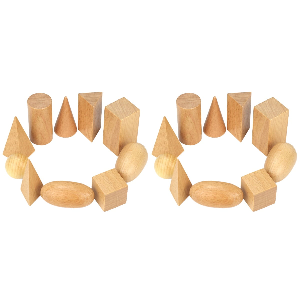 GOOHOCHY 2 Pieces Wooden Block Toys Geometric Building Blocks Child