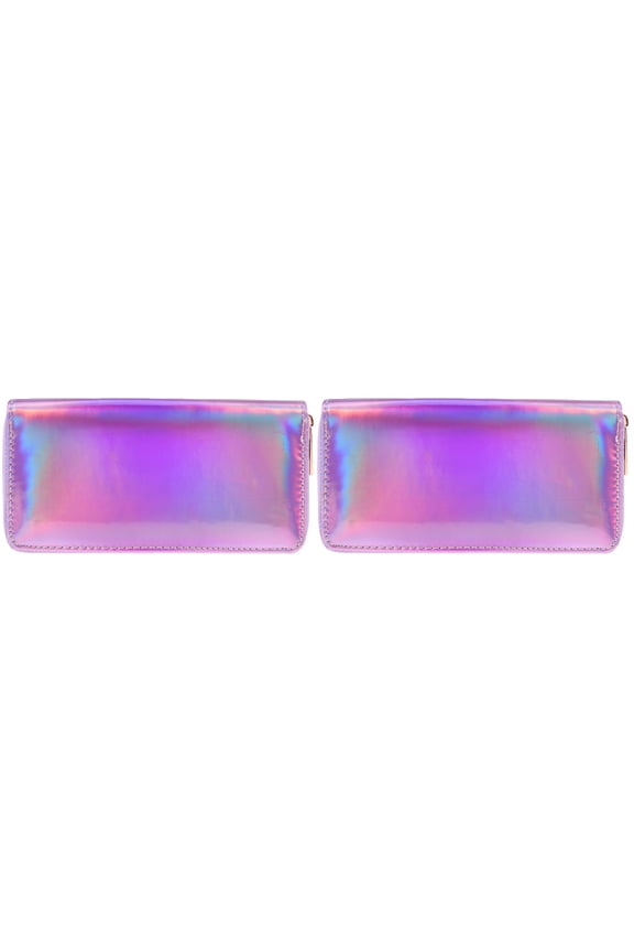 2 Pieces Zipper Holographic Wallet Clutch Money Purse Sequin