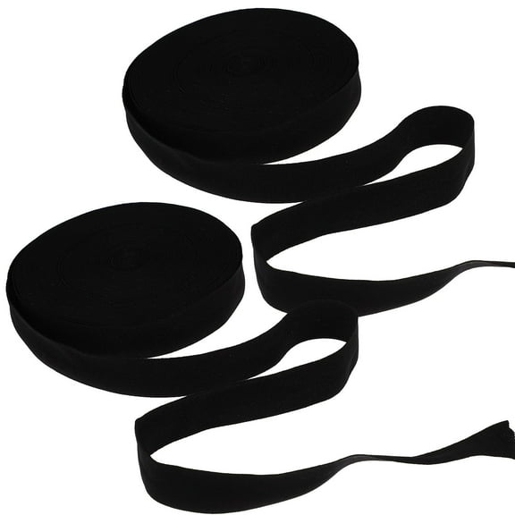 GOOHOCHY 2 Rolls Knit Elastic Bands Black Diy Cuffs Clothing Accessories 11.8x0.8x0.04In