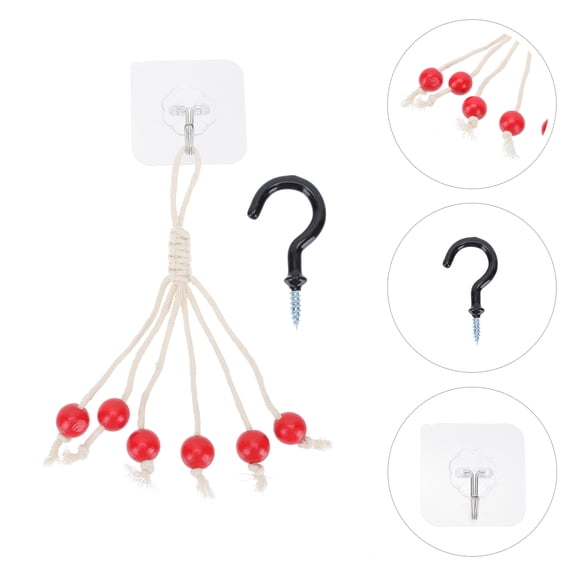 GOOHOCHY  2 Sets Fruit Rope Decoration under Cabinet Hanger Holder Red