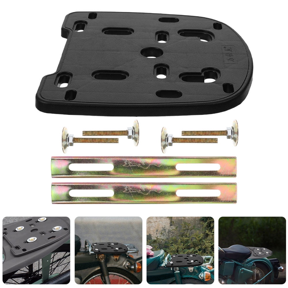 GOOHOCHY 2 Sets Motorcycle Rear Luggage Rack Heavy Duty Trunk Base Plate Motorcycle Tail ?Box Pad Base Stamping Bottom Plate Mount Rack