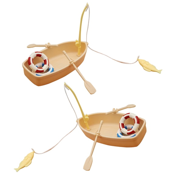 GOOHOCHY 2-Pack Mini Plastic Toy Fishing Boats for Small House Decor, Living Room, Bedroom, and Dining Room Accessories