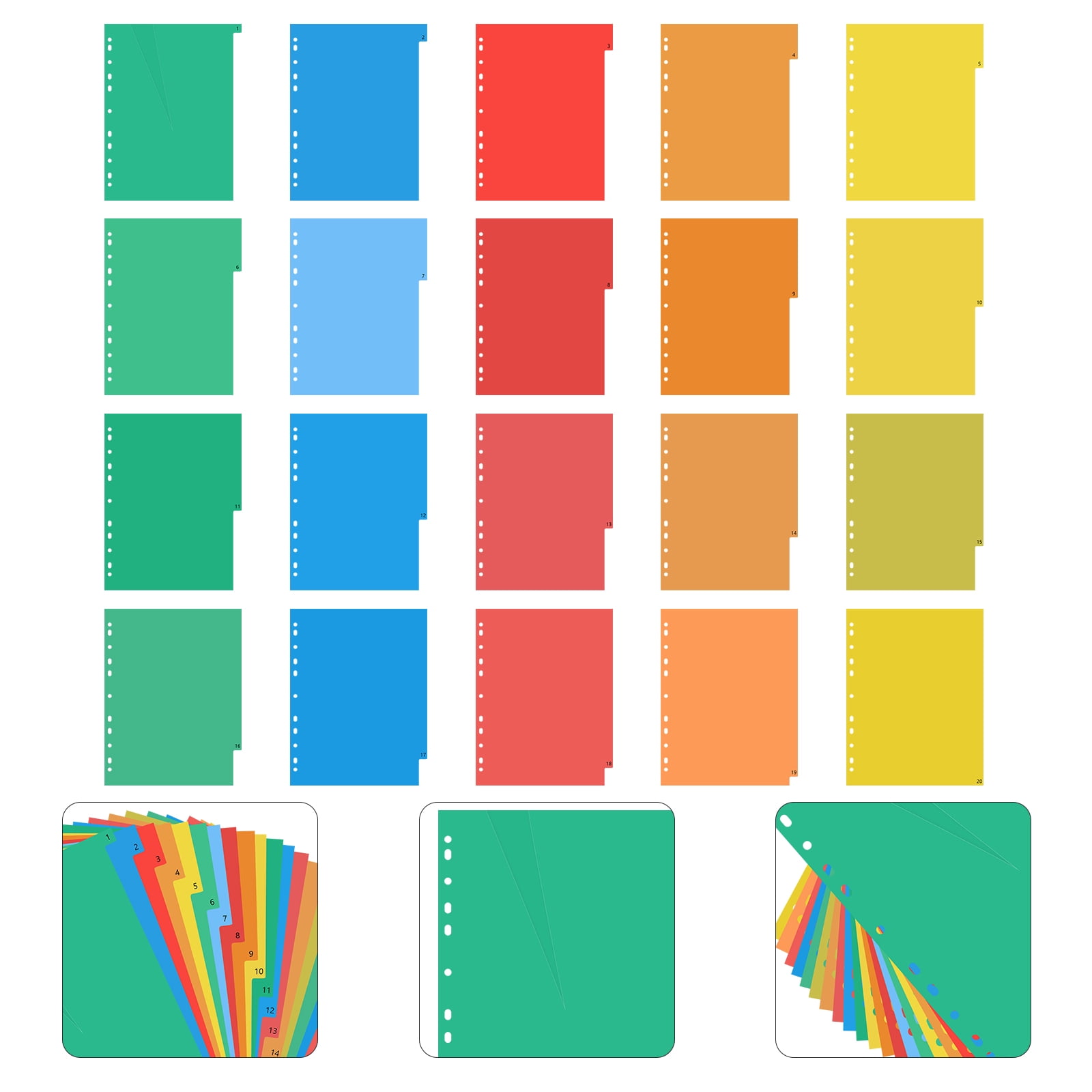 Classification Card Color GOOHOCHY 20 Pages Colored Plastic Classification Dividers Index Card ...
