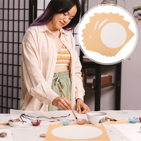 GOOHOCHY Set of 20 Handmade Rice Paper Fans 33x33cm, Perfect for Painting, Art Crafts, Projects, Decorations and Uses