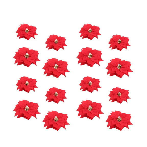 GOOHOCHY 20 Pcs Christmas Pendant Flower Artificial Hanging Decoration Red Faux Flowers For Tree Ornaments