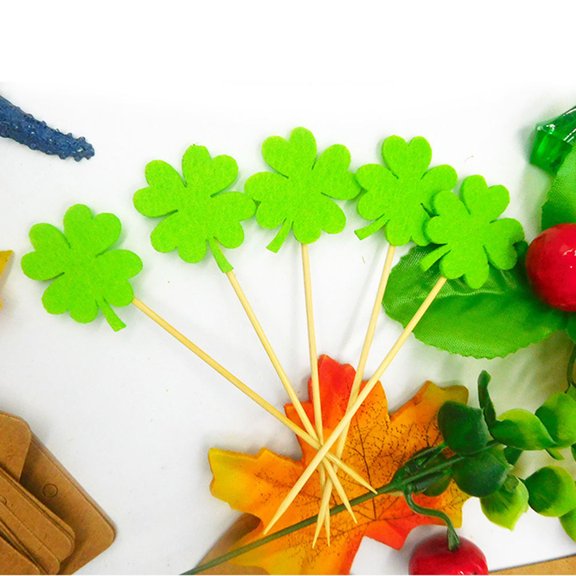 GOOHOCHY 20 Pcs Felt Cake Decorations, Green Lucky Shamrock Party Supplies