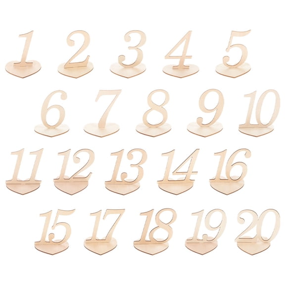 FUTUREORYY 20Pcs Khaki Wooden Table Numbers for Wedding Reception Elegant Seating Signs
