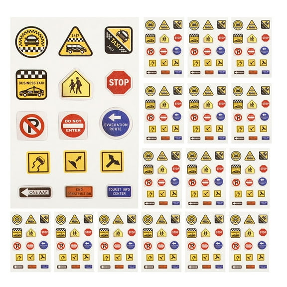 GOOHOCHY Educational Traffic Sign Stickers Paper 20 Sheets for Children 4.7In X 3.1In