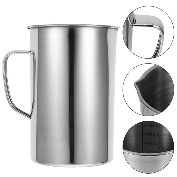 GOOHOCHY 2000ml Stainless Steel Measuring Cup With Marking And Handle Coffee Beaker Container Milk Measuring Jug Graduated Beaker Transparent For Lab Kitchen Liquids