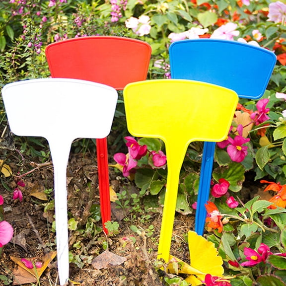 GOOHOCHY 20PCS Large Garden Labels with Writeable Ground Insert Tags, Colorful Plant Markers for Garden, Park, Yard (36CM White, Red, Yellow, )