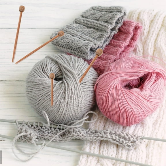 GOOHOCHY 20PCS Single Pointed Knitting Needles with Brooch for Knitting Projects Made of Wood