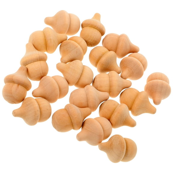 GOOHOCHY Natural Wood Acorn Wooden Acorns Unfinished Dolls Khaki 20 Pcs
