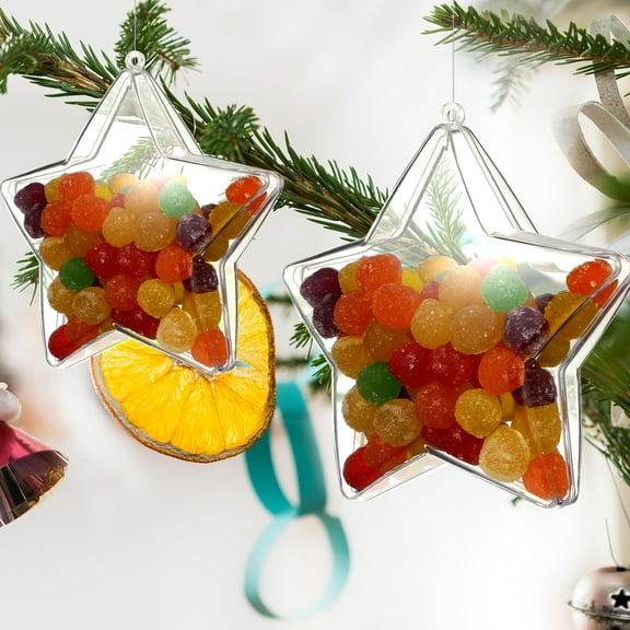 GOOHOCHY 20Pcs Diy Fillable Stars Transparent Plastic Star Shaped Fillable Ornaments For Party And Christmas