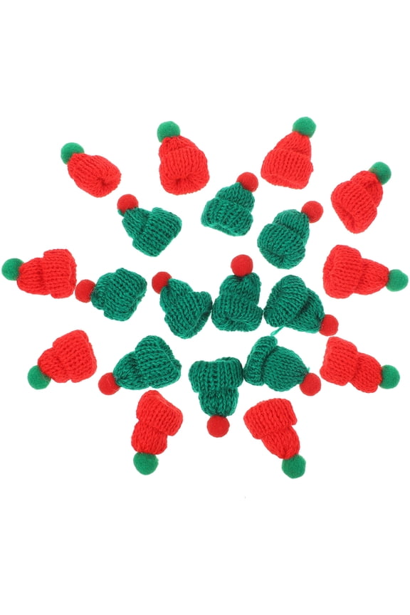Miniature Beanie Mini Woolen Hat Green 20Pcs 1.6X1.6X0.8In