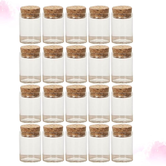 GOOHOCHY 20Pcs Round Mouth Tiny Jars with Cork for Diy Gift and Home Use