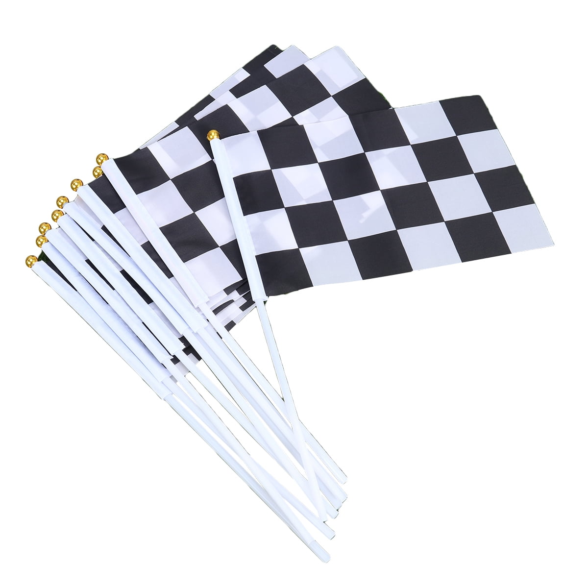 GOOHOCHY 20pcs Checkered Racing Flags with Stick Mini Hand Held Race ...
