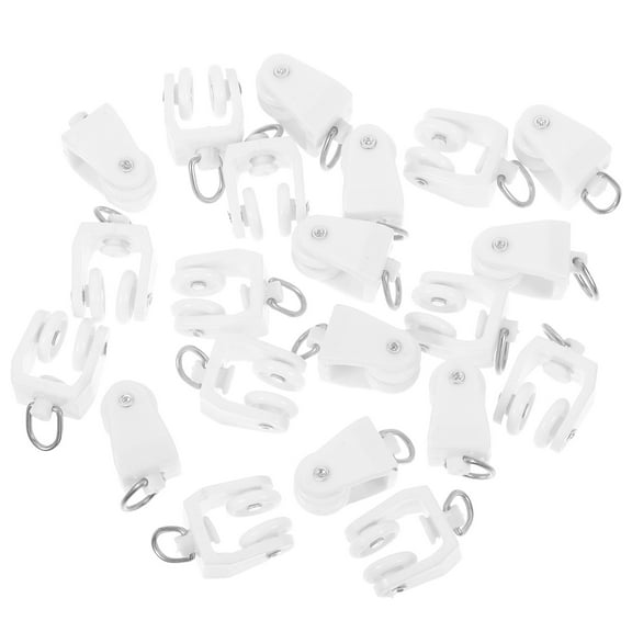 GOOHOCHY 20pcs Dual Wheel Curtain Track Carriers Window Curtain Track Sliding Rollers Plastic Glider Hooks Drapery Rail Gliders for Ceiling Drapes
