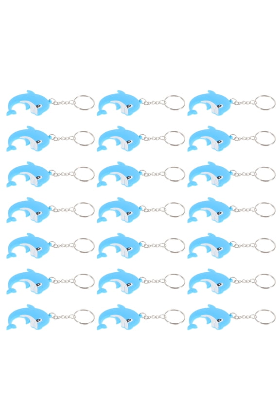 21Pcs Assorted Color PVC Dolphin Key Chains For Women Handbag Decoration