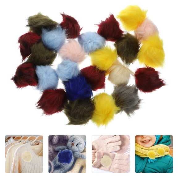 GOOHOCHY 24Pcs Faux Fur Pompom Ball Multi-Colored Decoration for Craft Supplies Diy Projects
