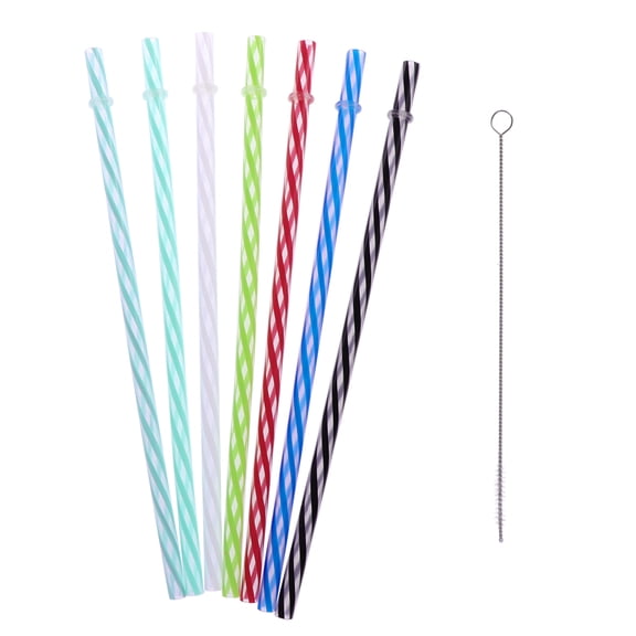 GOOHOCHY  25 Pcs Bulk Threaded Straw Brush Included Straws Durable