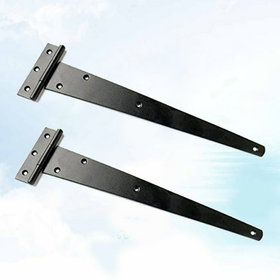 GOOHOCHY 2PC 12Inch Light Duty Strap Tee Hinge T-hinge T-shaped Hinges Triangle Hinges Slotted Bearing Doors (Black)