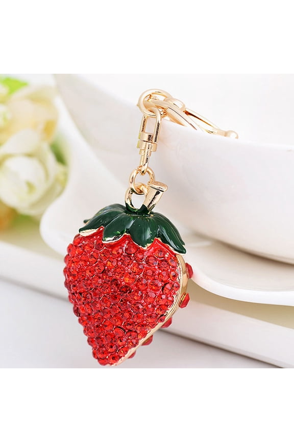 2PCS Strawberry Keychain Set Cute Kawaii Bag Charms Purse Accessories for Women Girls Handbag Keychains