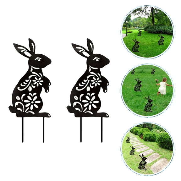 GOOHOCHY Garden Decoration Garden Stake Rabbit Decor Acrylic 2Pcs 11.4x5.3in