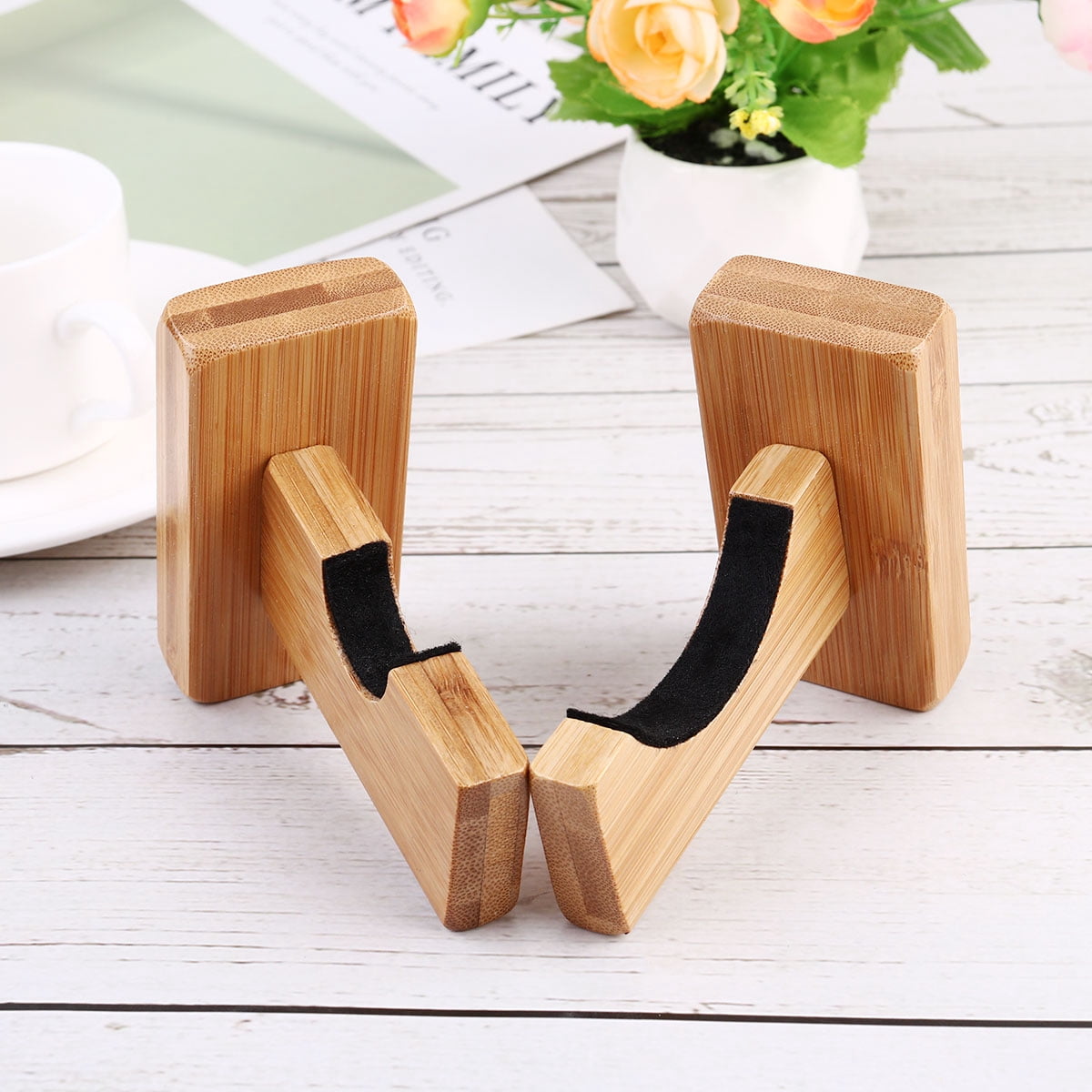 GOOHOCHY 2Pack Rectangular Bamboo Bat Display Stand with and Felt ...