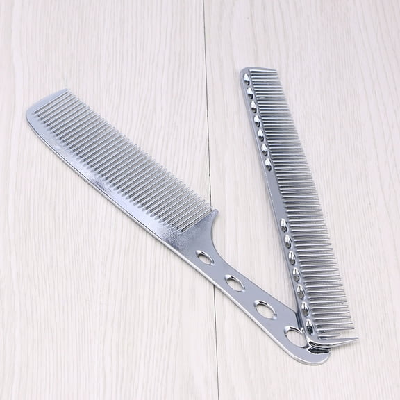 GOOHOCHY 2Pcs Barber Combs for Hair Stylist Professional Use Silver 11.8x0.98in and 8.07x1.38in
