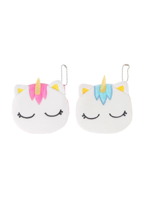 2Pcs Mini Cartoon Unicorn Design Wallet for Kids Girls Small Change Pouch 4.32x3.93x0.39in