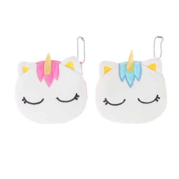 Mobutofu 2Pcs Mini Cartoon Unicorn Design Wallet for Kids Girls Small Change Pouch 4.32x3.93x0.39in