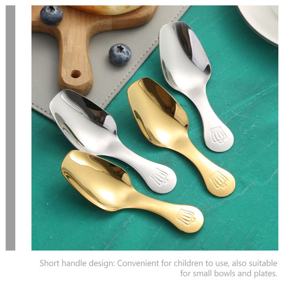 GOOHOCHY 2Pcs Compact Multi Function Tiny Dessert Spoon for Ice Cream Pudding and Tea