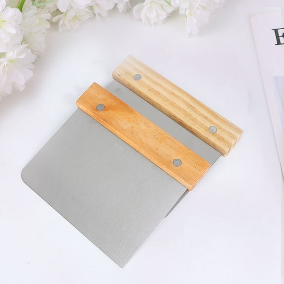 GOOHOCHY 2Pcs Dough Scraper Silver Non-slip Handle For Home Users Baking Tool