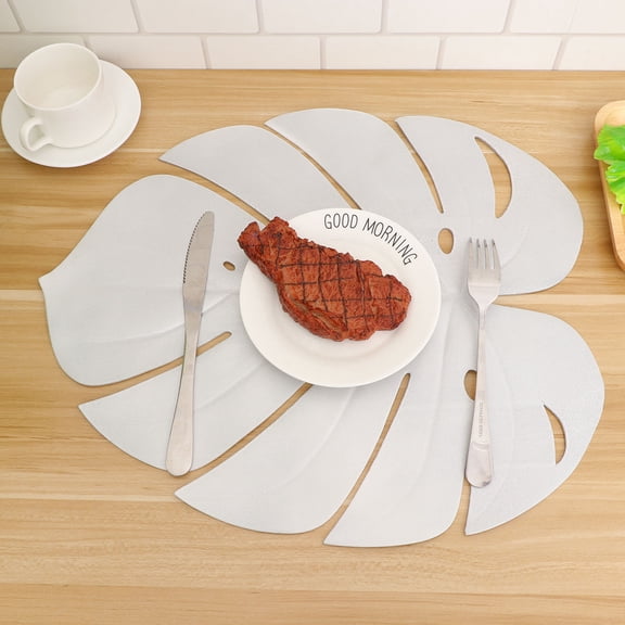GOOHOCHY 2Pcs EVA Place Mats for Dinner Table with Turtle Leaf Shape for Coffee and Tea