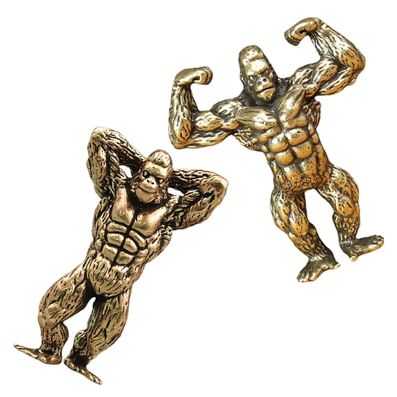 GOOHOCHY 2Pcs Gorilla Figurines for Children and Adults Office Decor Brass Decoration