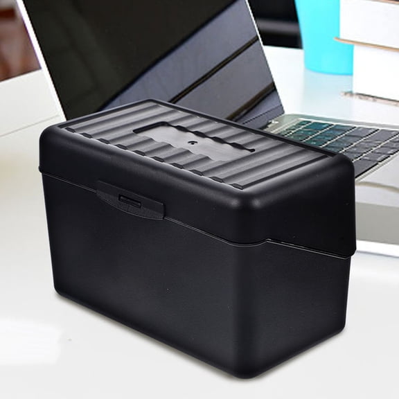 GOOHOCHY 2Pcs Index Card Holder Portable y Index Card Organizer Name Card Box Client Record Case