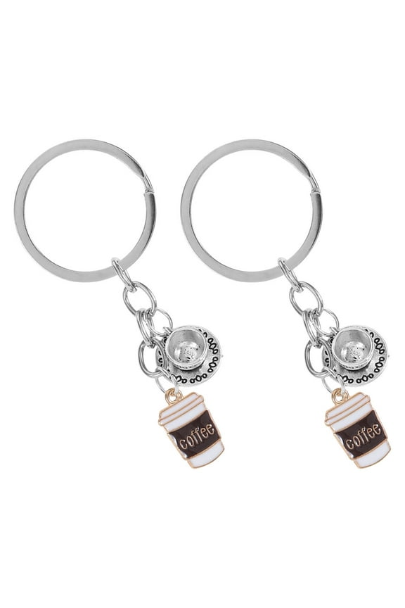2Pcs Miniature Cup Keychain Charm Assorted Color Creative Design For Bag And Purse Accessories Coffee Lovers