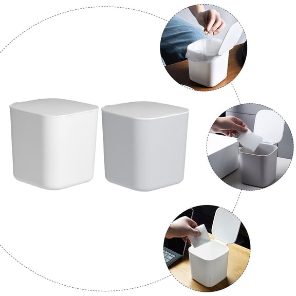 GOOHOCHY 2Pcs Office Garbage Cans Multi-Functional for Bathroom