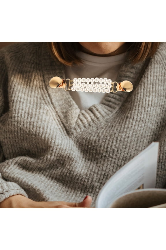 2Pcs Retro Cardigan Collar Clips Women Sweater Clips Cardigan Chain Clip Shirt Cardigan Collar Clips Dress Cinch Clips